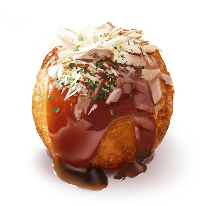 food food_focus highres making-of_available no_humans original shadow simple_background still_life takaillust takoyaki white_background