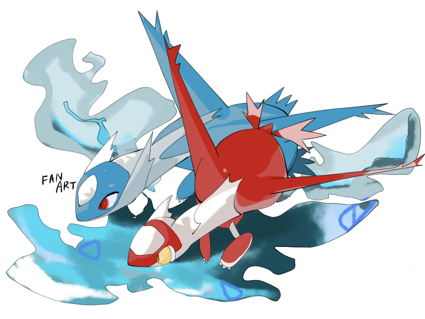 animal_focus claws commentary english_text flying full_body highres latias latios looking_at_another looking_to_the_side no_humans pokemon pokemon_(creature) red_eyes white_background yellow_eyes zen_(koko)