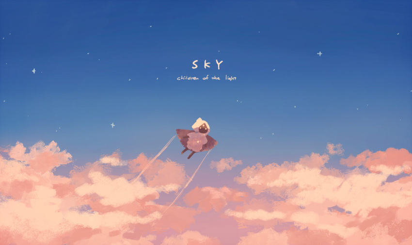 clouds flying highres ni_niu non-web_source pifi_(sky:_children_of_the_light) sky:_children_of_the_light star_(sky) white_hair