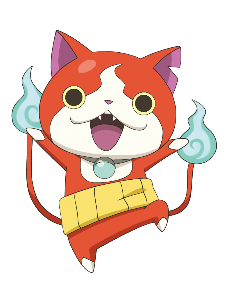 absurdres highres jibanyan looking_at_viewer no_humans official_art open_mouth simple_background solo standing standing_on_one_leg transparent_background youkai_watch