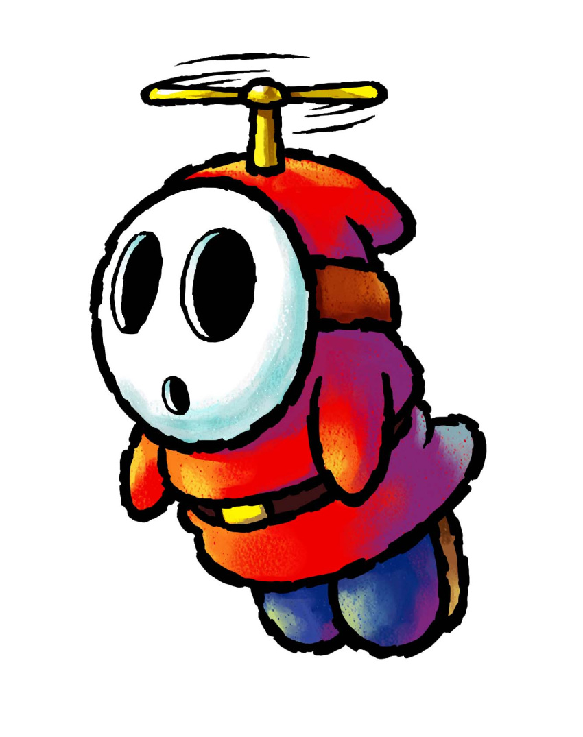1boy belt blue_footwear boots fly_guy highres mask official_art propeller red_tunic simple_background solo super_mario_bros. white_background yoshi's_island_ds