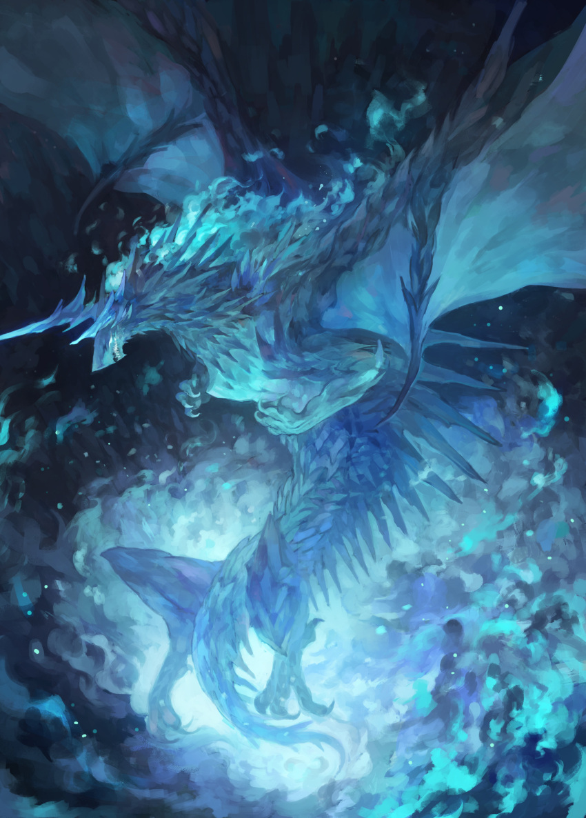 absurdres blue_theme dragon highres no_humans pixiv_fantasia pixiv_fantasia_last_saga sakaya313