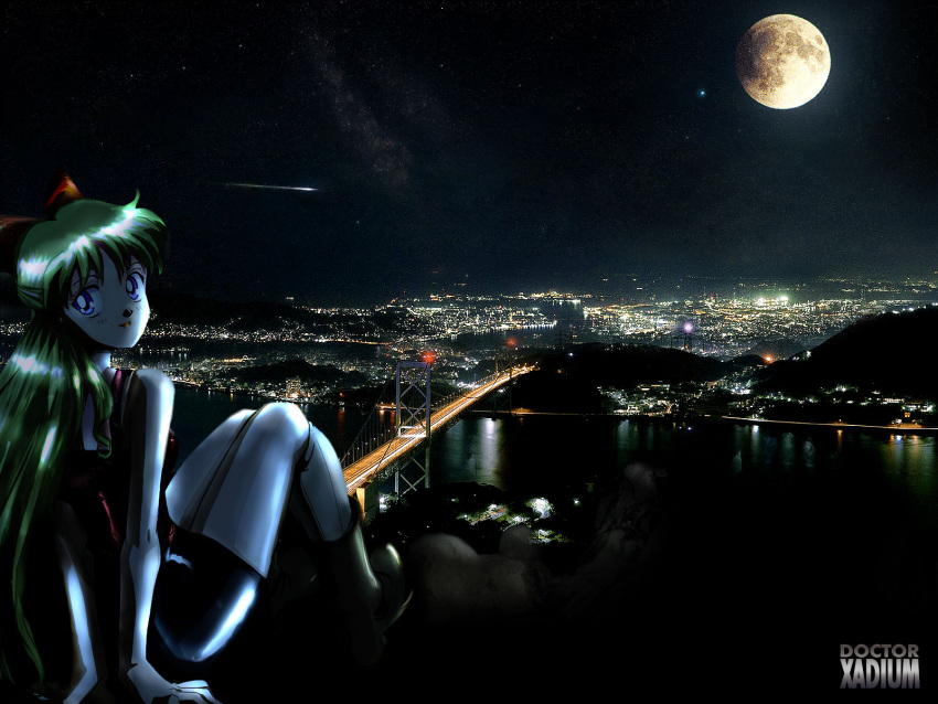 aino_minako bishoujo_senshi_sailor_moon cityscape full_moon moon night shooting_star