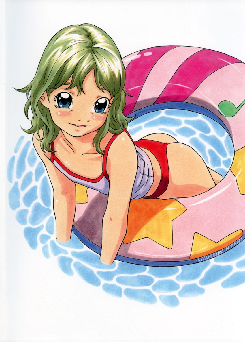bikini_bottom child green_eyes hayashibara_hikari highres innertube swimsuit tankini water