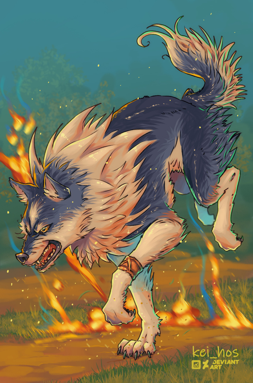 final_fantasy final_fantasy_xvi fire forest furry grass highres nature non-web_source video_game wolf