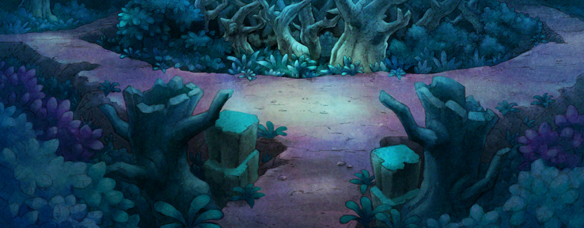 artist_request bare_tree bush commentary english_commentary forest fushigi_no_dungeon game_cg nature night no_humans official_art outdoors path pokemon pokemon_(game) pokemon_mystery_dungeon road scenery third-party_source tree wide_shot