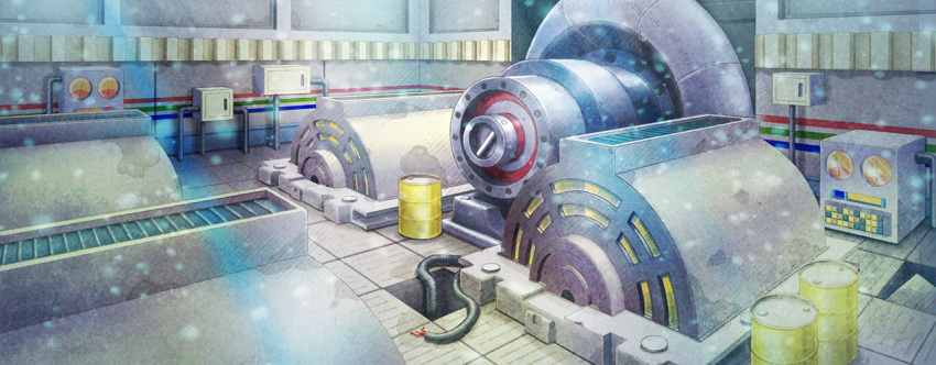 artist_request cable commentary drum_(container) english_commentary fushigi_no_dungeon game_cg gauge indoors laboratory light_particles light_rays machinery no_humans official_art pokemon pokemon_(game) pokemon_mystery_dungeon power_plant scenery third-party_source tile_floor tiles wide_shot