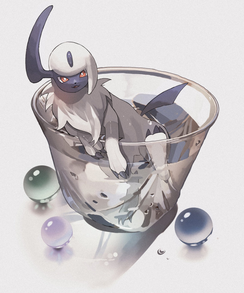 absol body_fur bright_pupils claws highres looking_at_viewer neck_fur no_humans pokemon pokemon_(creature) red_eyes reo_(mmocc123) white_fur white_pupils