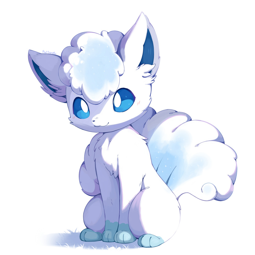 absurdres alolan_vulpix highres light_smile looking_at_viewer nevedoodle no_humans pokemon pokemon_(creature) simple_background solo white_background