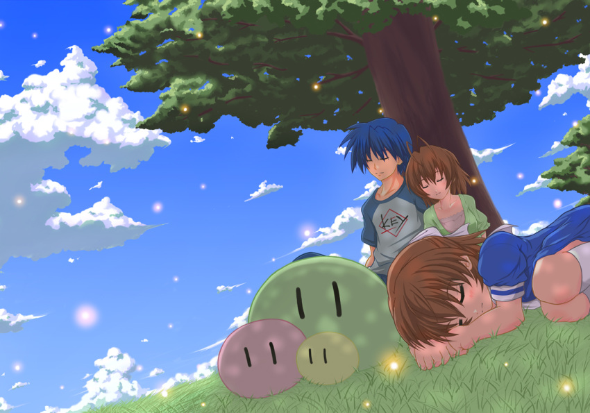 dango_daikazoku dutch_angle family furukawa_nagisa gai husband_and_wife okazaki_tomoya okazaki_ushio shade sleeping sparkle