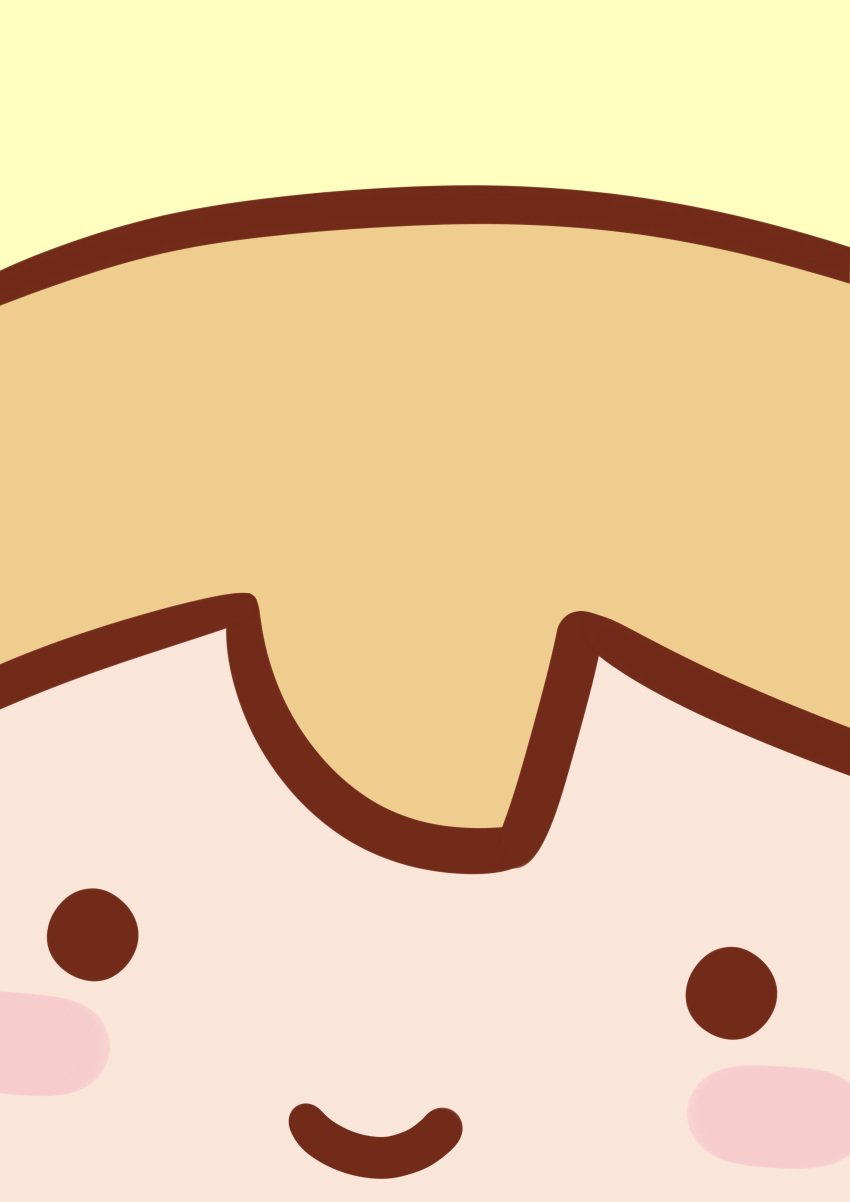 ._. 1girl absurdres blonde_hair blush_stickers c: chibi commentary flat_color highres hololive hololive_english phdpigeon portrait smile solo watson_amelia yellow_background yellow_theme