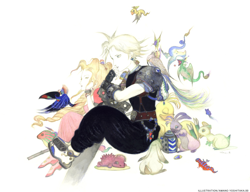 aerith_gainsborough amano_yoshitaka cloud_strife final_fantasy final_fantasy_vii