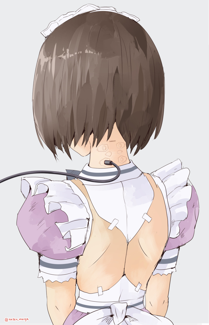 1girl absurdres android faceless faceless_female ghost_in_the_shell highres looking_back maid maid_headdress mechanical_parts medium_hair rasen_manga robot_girl solo