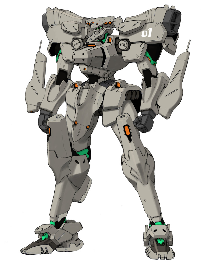 absurdres assault_visor clenched_hands f-15_actv_active_eagle full_body highres mecha muv-luv muv-luv_alternative muv-luv_total_eclipse no_humans official_art robot simple_background standing tactical_surface_fighter white_background