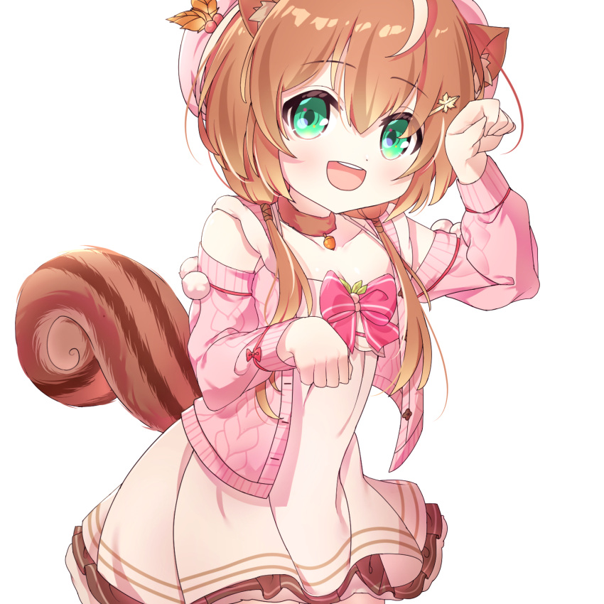 1girl animal_ears ayunda_risu cross_(vgne4542) hat highres hololive hololive_indonesia paw_pose solo tail