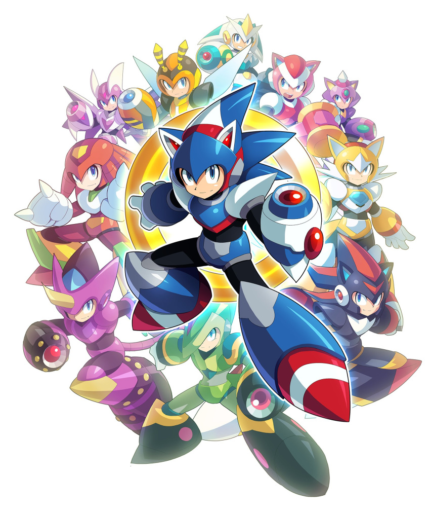 alternate_costume armor capcom character_request color_wheel_challenge cosplay highres horns jewelry knuckles_the_echidna mecha mechanical_horns mechanical_parts mechanical_tail mega_man_(series) mega_man_x_(series) multiple_drawing_challenge ring robot rogue shadow_the_hedgehog sonic_(series) sonic_the_hedgehog tail tails_(sonic) ultimatemaverickx