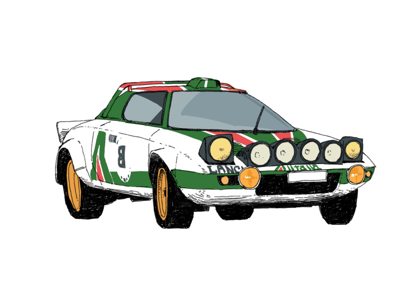 car d._wang highres lancia_(brand) lancia_stratos motor_vehicle no_humans race_vehicle racecar rally_car simple_background sports_car vehicle_focus white_background world_rally_championship