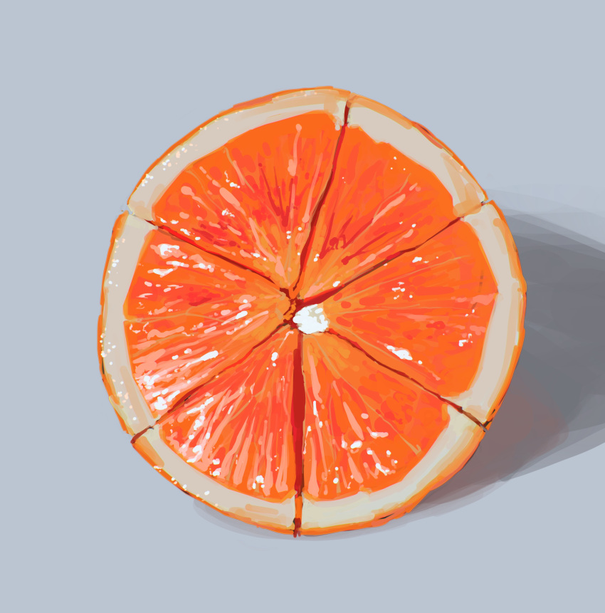absurdres food food_focus fruit grey_background highres no_humans orange_(fruit) orange_slice original potatomochii shadow still_life