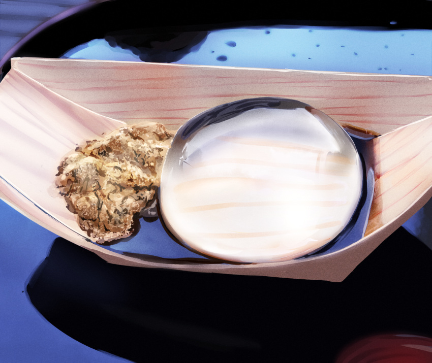 commentary_request day derivative_work highres kinako_(food) kuro_kosyou no_humans original outdoors reflection still_life water
