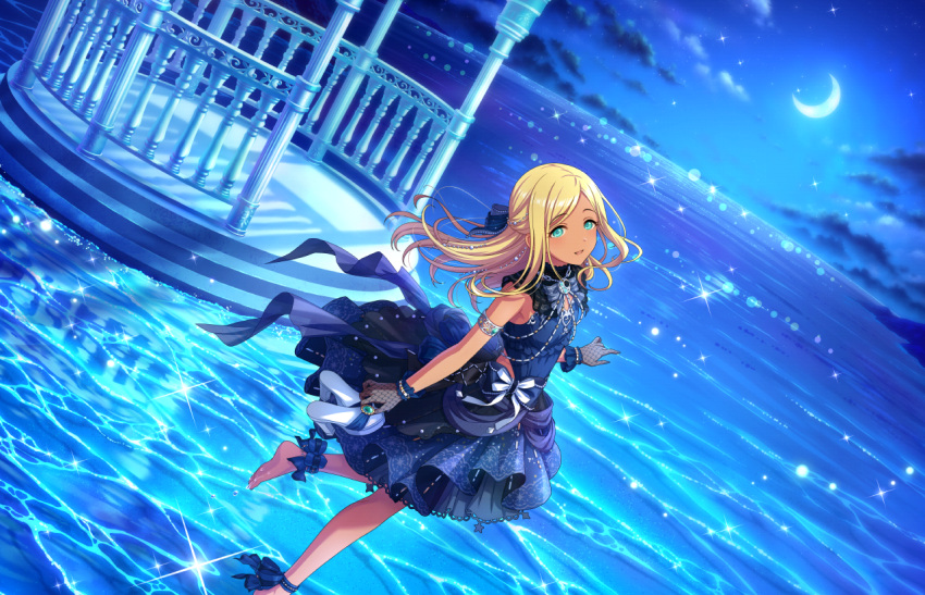 blonde_hair blue_eyes dark_skin dress idolmaster_cinderella_girls_starlight_stage layla_(idolmaster) long_hair