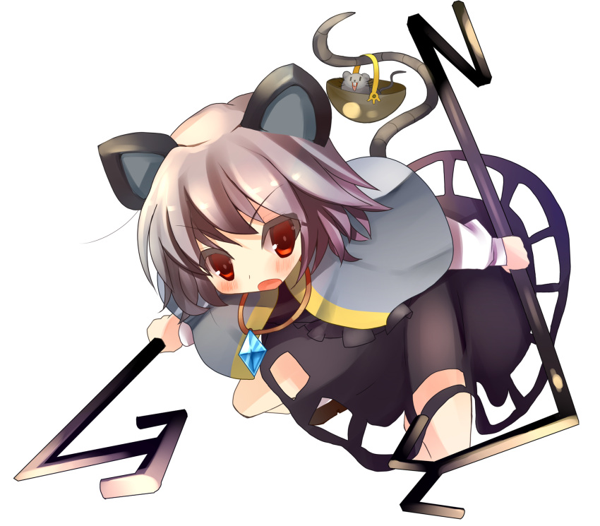 animal_ears dowsing_rod highres jewelry mouse mouse_ears mouse_tail nazrin pendant tail touhou transparent_background tsunono