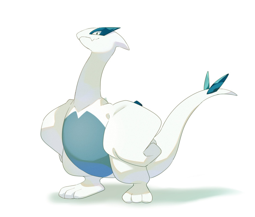 bokubo highres looking_at_viewer lugia no_humans pokemon pokemon_(creature) simple_background solo white_background