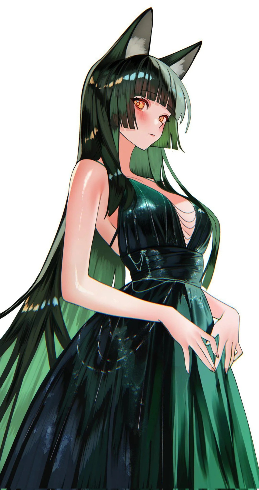 1girl animal_ears formal fox_ears hoshimi_miyabi long_hair nightgown zenless_zone_zero