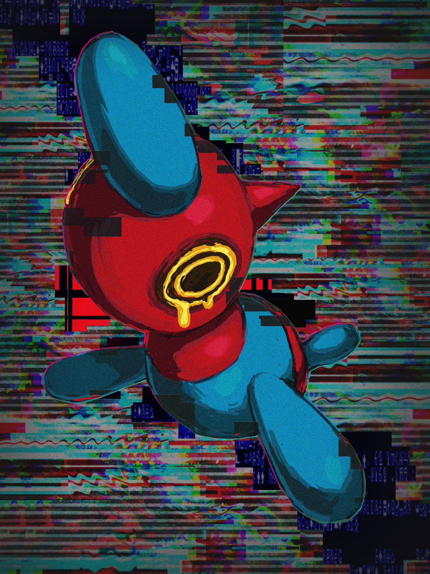abstract_background absurdres code dripping_eye glitch highres korean_commentary no_humans no_mouth pokemon pokemon_(creature) porygon-z raid_(donghyeok) ringed_eyes solo yellow_eyes