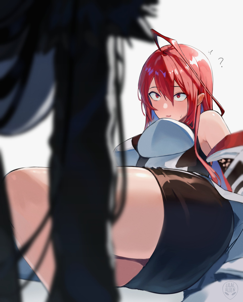 absurdres ahoge blue_hair breasts colored_inner_hair elizabeth_rose_bloodflame highres hololive hololive_english huge_ahoge large_breasts lilac_alien long_hair multicolored_hair multiple_girls nerissa_ravencroft red_eyes red_hair two-tone_hair very_long_hair virtual_youtuber