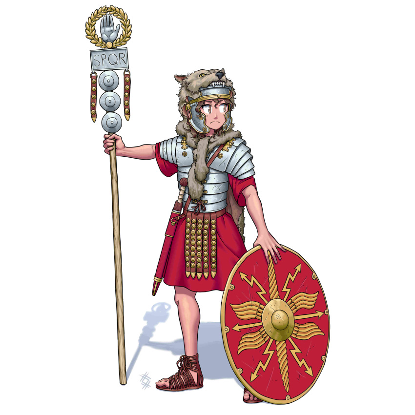 absurdres gladius highres looking_to_the_side ostwindprojekt roman_armor roman_empire shield