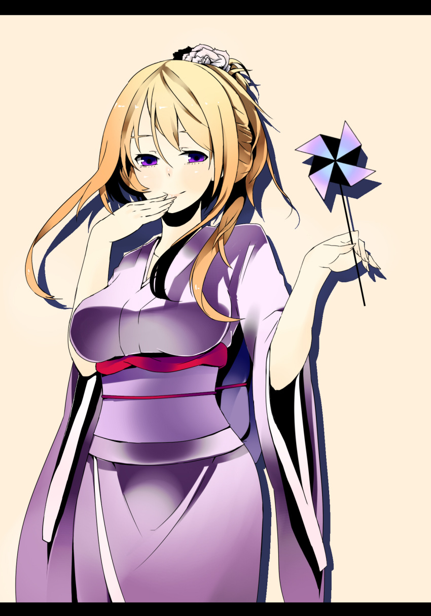 bad_id blonde_hair highres japanese_clothes kimono long_hair purple_eyes shinoi solo touhou violet_eyes yakumo_yukari