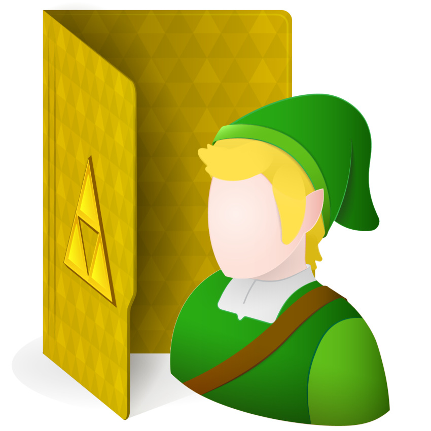 blonde_hair faceless folder hat highres icon_(computing) link non-web_source the_legend_of_zelda transparent_background triforce