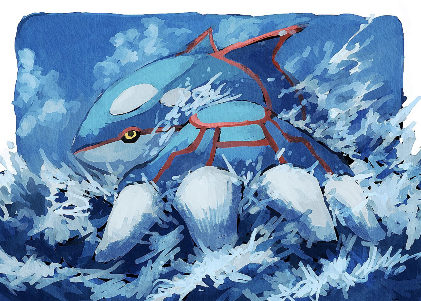 7_phi_3 black_sclera bubble colored_sclera commentary_request kyogre no_humans pokemon pokemon_(creature) pokemon_focus pokemon_omega_ruby_and_alpha_sapphire pokemon_ruby/sapphire/emerald primal_kyogre swimming underwater yellow_sclera