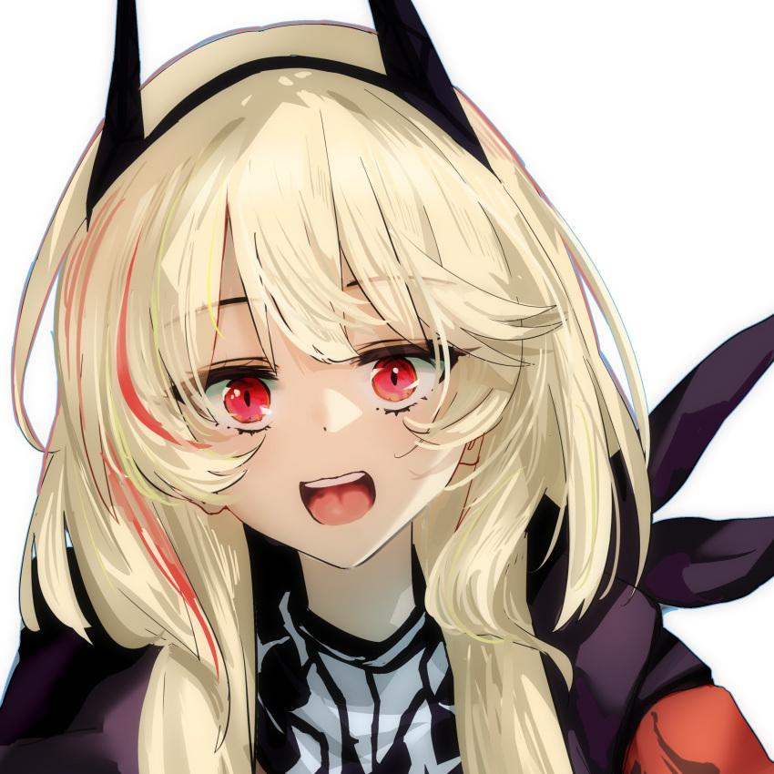 1girl absurdres bandana bandana_around_neck blonde_hair close-up excited girls_frontline highres long_hair looking_at_viewer m4_sopmod_ii_(girls'_frontline) open_mouth red_eyes shitamichi_4444 sketch smile solo