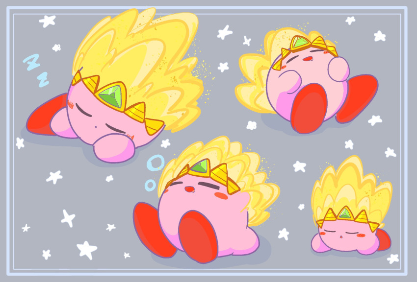 closed_eyes closed_mouth commentary_request copy_ability drooling highres kirby kirby's_return_to_dream_land_deluxe kirby_(series) lying open_mouth sand_kirby sleeping twitter_username