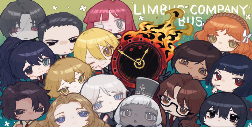 1other 6+boys 6+girls black_eyes black_hair blonde_hair bow charon_(project_moon) dante_(limbus_company) don_quixote_(project_moon) everyone faust_(project_moon) green_eyes gregor_(project_moon) hair_bow heathcliff_(project_moon) highres hong_lu_(project_moon) ishmael_(project_moon) limbus_company long_hair meursault_(project_moon) multiple_boys multiple_girls orange_hair outis_(project_moon) pink_hair project_moon red_eyes rodion_(project_moon) ryoshu_(project_moon) shan23852196 short_hair sinclair_(project_moon) vergilius_(project_moon) very_long_hair white_bow white_hair yellow_eyes yi_sang_(project_moon) yuri_(project_moon)