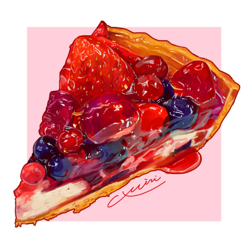 blueberry food food_focus fruit highres miri_illust no_humans original strawberry tart_(food) tart_slice