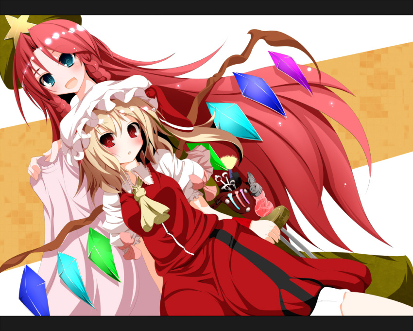 atuuy flandre_scarlet hong_meiling multiple_girls sukage touhou wings