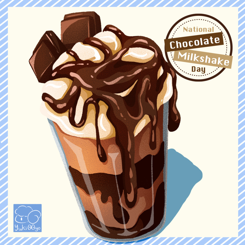 chocolate chocolate_syrup cup drink drinking_glass food food_focus highres milkshake no_humans original still_life yuki00yo