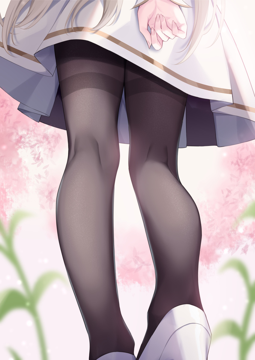 1girl absurdres black_pantyhose blue_archive dress gou_213 high_heels highres light_brown_hair long_hair long_sleeves lower_body nagisa_(blue_archive) pantyhose pumps solo white_dress white_footwear