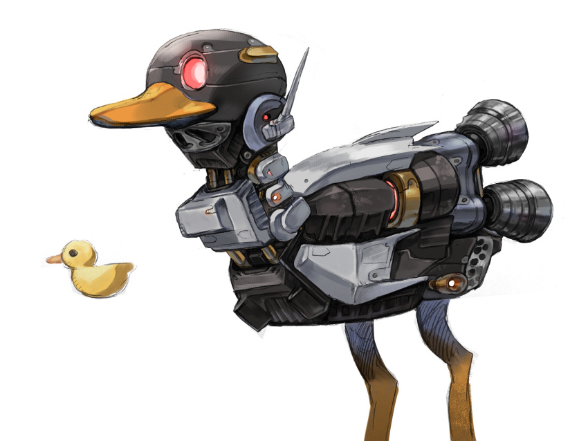 beak bird duck engine highres level-00 no_humans non-humanoid_robot original robot rubber_duck simple_background white_background