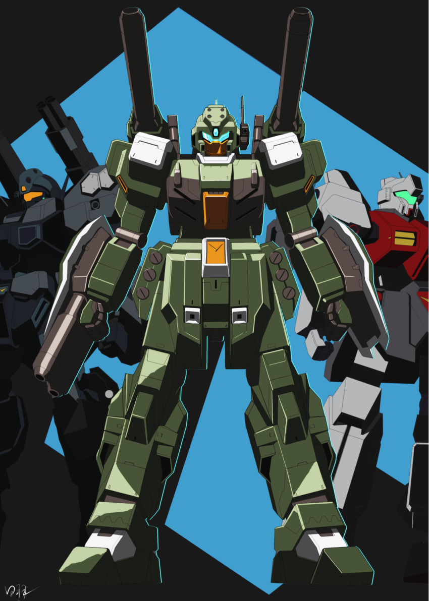 beam_cannon commentary_request comparison earth_federation gm_iii gundam highres hiwa_industry jeddah jesta_cannon mecha mobile_suit moon_gundam no_humans original radio_antenna redesign robot science_fiction shield shoulder_cannon signature