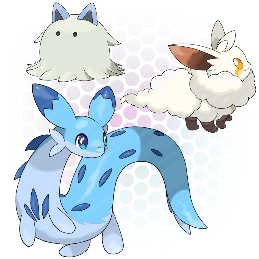 absurdres animal_ears animal_focus blue_eyes blue_fur chillet commentary cremis english_commentary fluffy highres madzygardecore no_humans pal_(creature) palworld sugimori_ken_(style) swee tail white_fur yellow_eyes