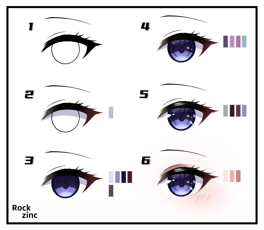 absurdres artist_name azur_lane black_border border color_guide commentary_request eye_focus highres how_to looking_at_viewer rock_zinc simple_background violet_eyes white_background z23_(azur_lane)