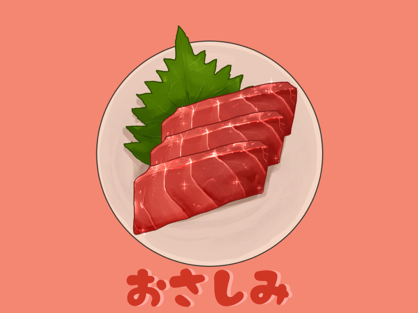 fish_(food) food food_focus highres kaneko_ryou no_humans original pink_background plate sashimi seafood simple_background still_life