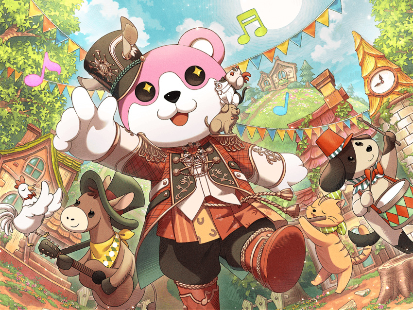 bang_dream! bear dress mascot michelle_(bang_dream!) official_art okusawa_misaki smile