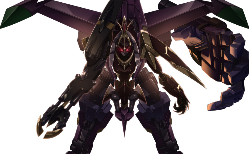 arms_at_sides artist_request code_geass code_geass:_lost_stories extra_arms glowing glowing_eyes highres legs_apart looking_at_viewer mecha mecha_focus mecha_request no_humans non-web_source official_art red_eyes robot simple_background standing straight-on transparent_background