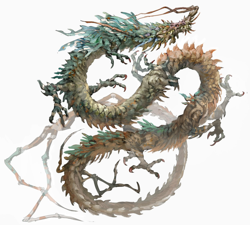 animal_focus arthropod_limbs claws commentary dragon eastern_dragon english_commentary from_side full_body highres monster multiple_legs no_humans original profile red_eyes sharp_teeth simple_background solo teeth white_background xiaopizi32439