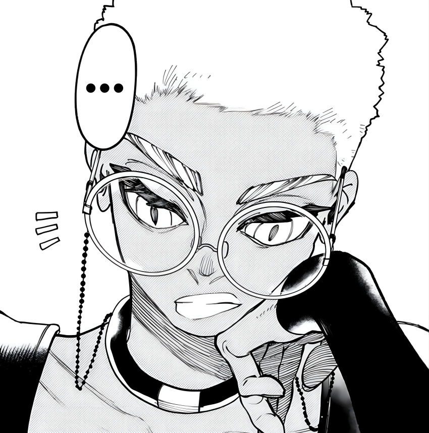 absurdres dark-skinned_female dark_skin gachiakuta glasses highres reading semiu_(gachiakuta) short_hair urana_kei