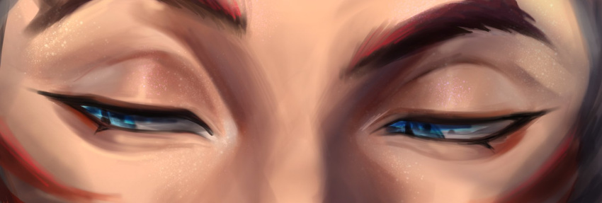 1boy blue_eyes close-up eye_focus eye_reflection eyelashes highres league_of_legends looking_to_the_side monkae_(m0nkaeee) rakan_(league_of_legends) redhead reflection solo